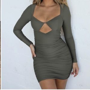 TIGER MIST Long sleeve ruched dress